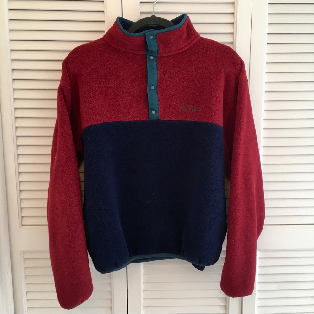 LL Bean 90s Vintage Color Block Fleece Pullover